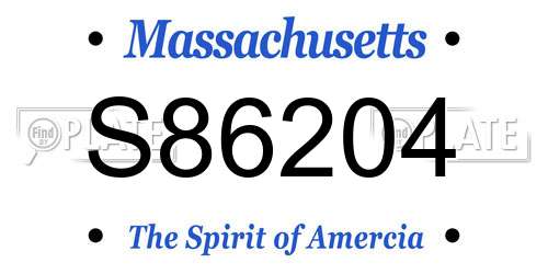 S86204 Massachusetts License Plate