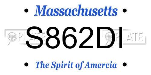 S862DI Massachusetts License Plate