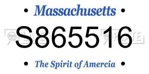 S865516 Massachusetts License Plate
