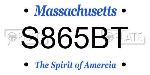 S865BT Massachusetts License Plate