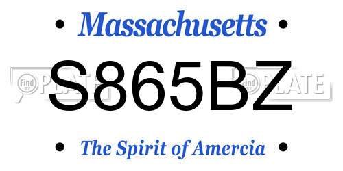 S865BZ Massachusetts License Plate