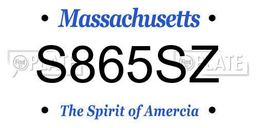 S865SZ Massachusetts License Plate