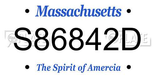 S86842D Massachusetts License Plate