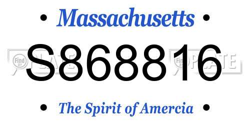 S868816 Massachusetts License Plate