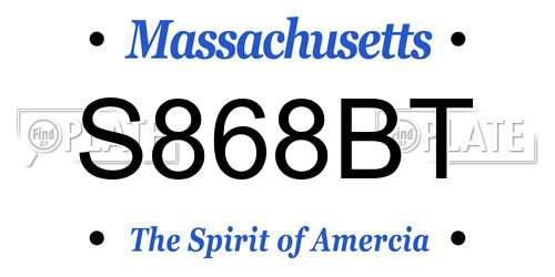 S868BT Massachusetts License Plate
