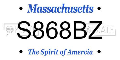 S868BZ Massachusetts License Plate