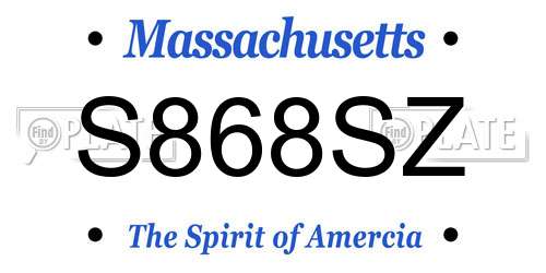 S868SZ Massachusetts License Plate