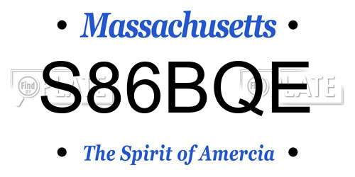 S86BQE Massachusetts License Plate