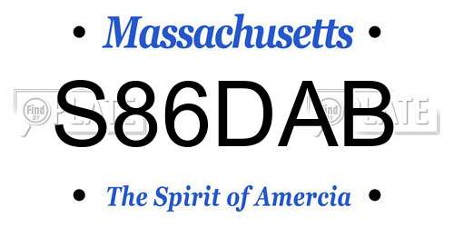 S86DAB Massachusetts License Plate