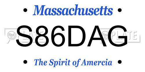 S86DAG Massachusetts License Plate