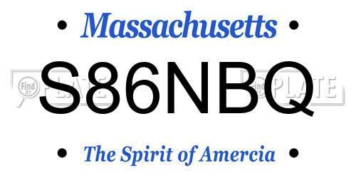S86NBQ Massachusetts License Plate