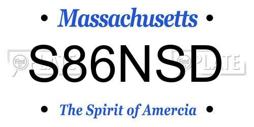 S86NSD Massachusetts License Plate