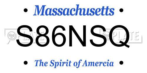 S86NSQ Massachusetts License Plate