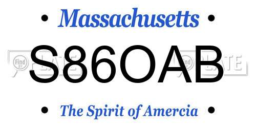 S86OAB Massachusetts License Plate