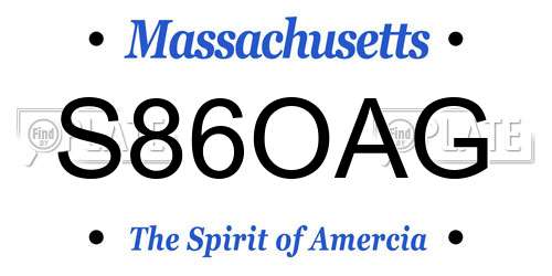 S86OAG Massachusetts License Plate