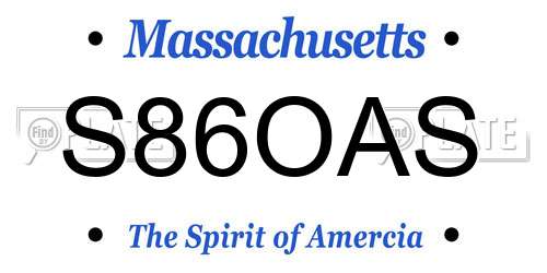S86OAS Massachusetts License Plate