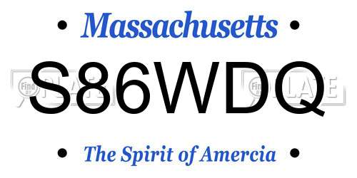 S86WDQ Massachusetts License Plate