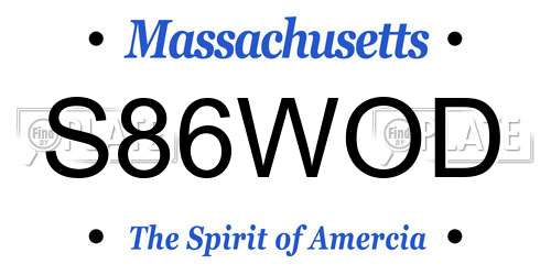 S86WOD Massachusetts License Plate
