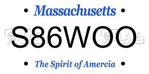 S86WOO Massachusetts License Plate
