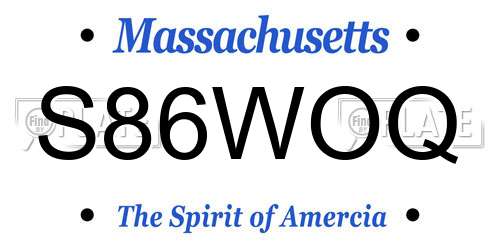 S86WOQ Massachusetts License Plate