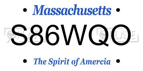 S86WQO Massachusetts License Plate