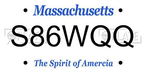 S86WQQ Massachusetts License Plate