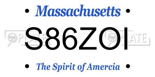S86ZOI Massachusetts License Plate