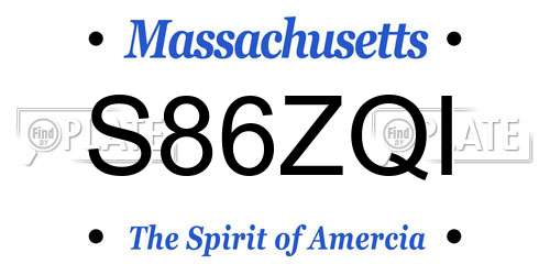 S86ZQI Massachusetts License Plate