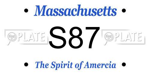 S87 Massachusetts License Plate