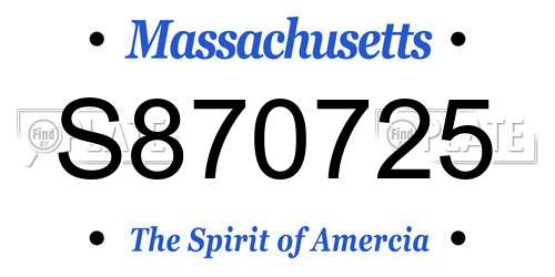 S870725 Massachusetts License Plate