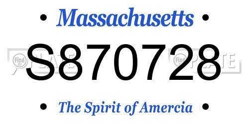 S870728 Massachusetts License Plate
