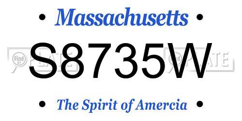 S8735W Massachusetts License Plate