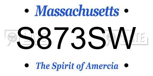 S873SW Massachusetts License Plate