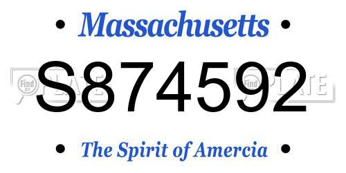 S874592 Massachusetts License Plate