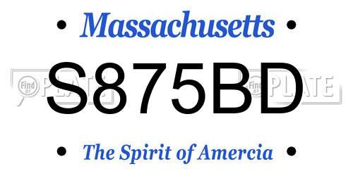 S875BD Massachusetts License Plate