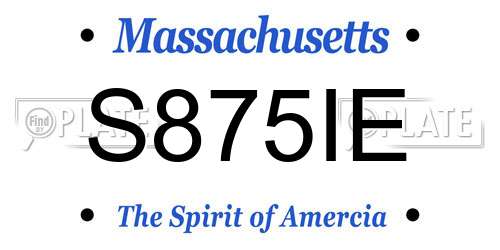 S875IE Massachusetts License Plate