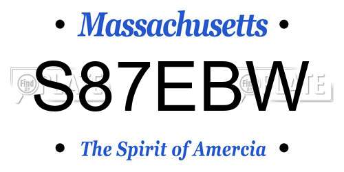 S87EBW Massachusetts License Plate