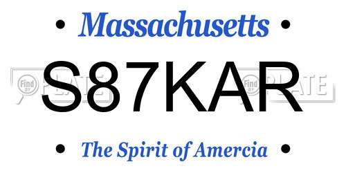 S87KAR Massachusetts License Plate