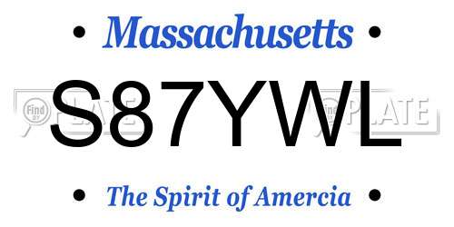 S87YWL Massachusetts License Plate