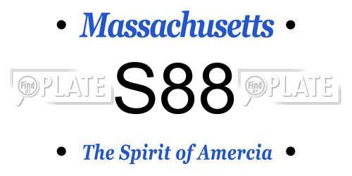 S88 Massachusetts License Plate