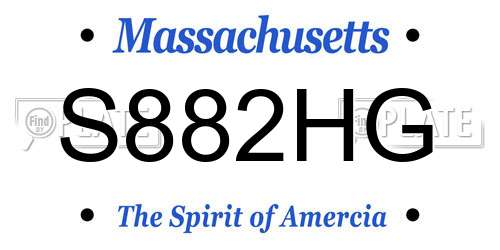 S882HG Massachusetts License Plate