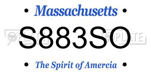 S883SO Massachusetts License Plate