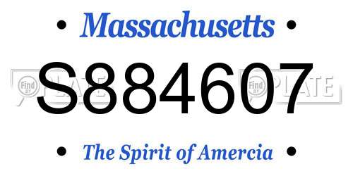 S884607 Massachusetts License Plate