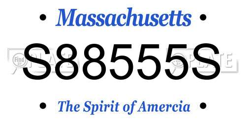 S88555S Massachusetts License Plate