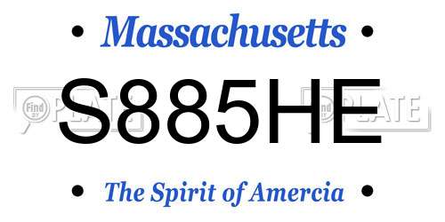 S885HE Massachusetts License Plate