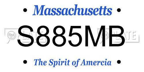 S885MB Massachusetts License Plate