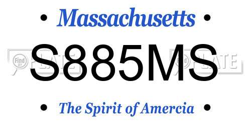 S885MS Massachusetts License Plate