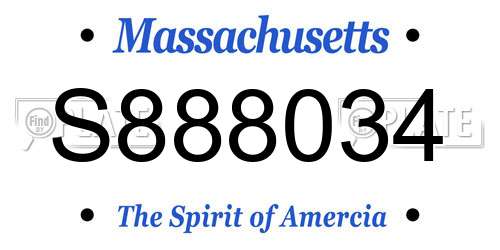 S888034 Massachusetts License Plate