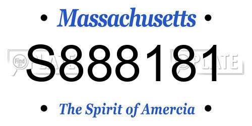 S888181 Massachusetts License Plate