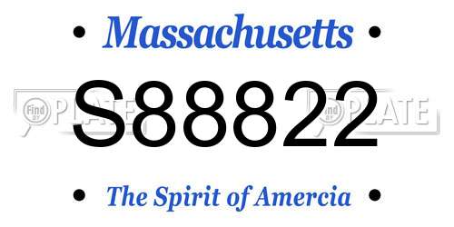 S88822 Massachusetts License Plate